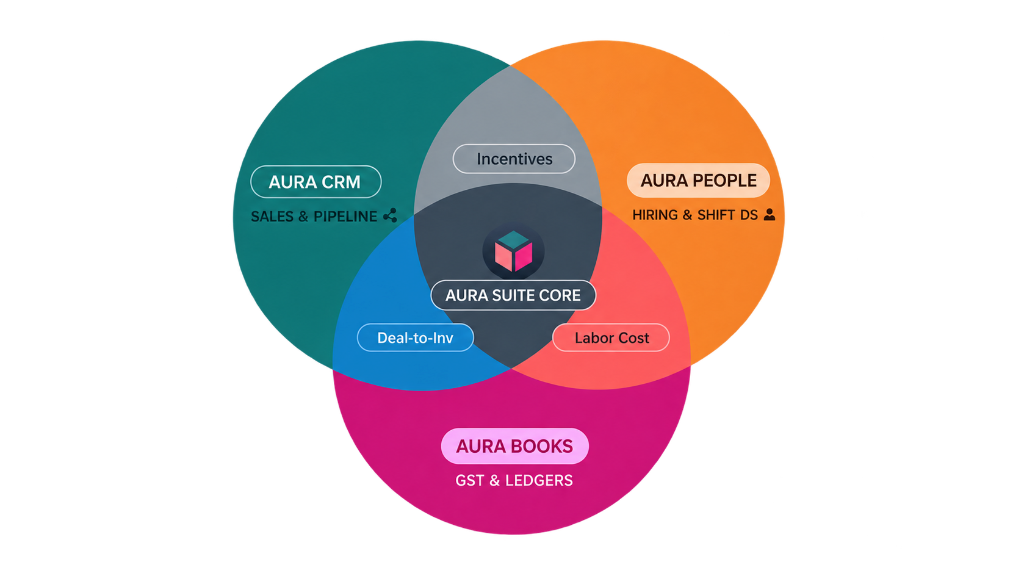 Aura Suite Tri-Engine Convergence Venn Diagram